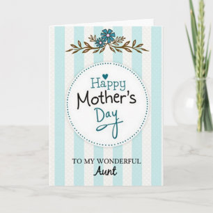 Striped Mothers Day For Aunt Card