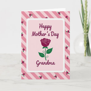 Striped Mothers Day Rose Card