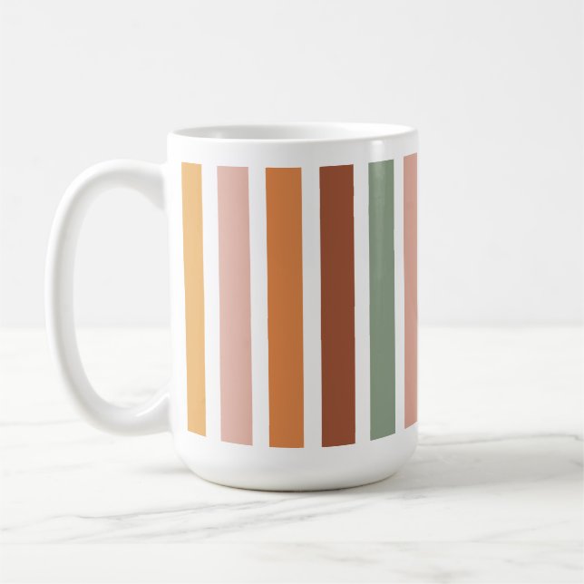 Striped Mug – Retro Colour Block Coffee Cup (Left)
