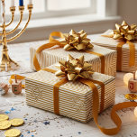 Striped Muted Gold Jewish Gold Star of David Wrapping Paper<br><div class="desc">This Striped Muted Gold Jewish Gold Star of David Wrapping Paper features elegant gold colored Stars of David set against muted gold and white stripes for a timeless festive look. Perfect for Hanukkah gifts,  holiday celebrations,  and Jewish festivities,  this luxurious design adds timeless elegance and sophistication to every present.</div>