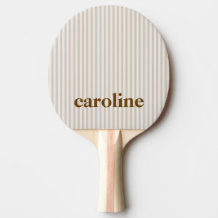 Striped Name Aesthetic Minimalist Preppy Neutral Ping Pong Paddle