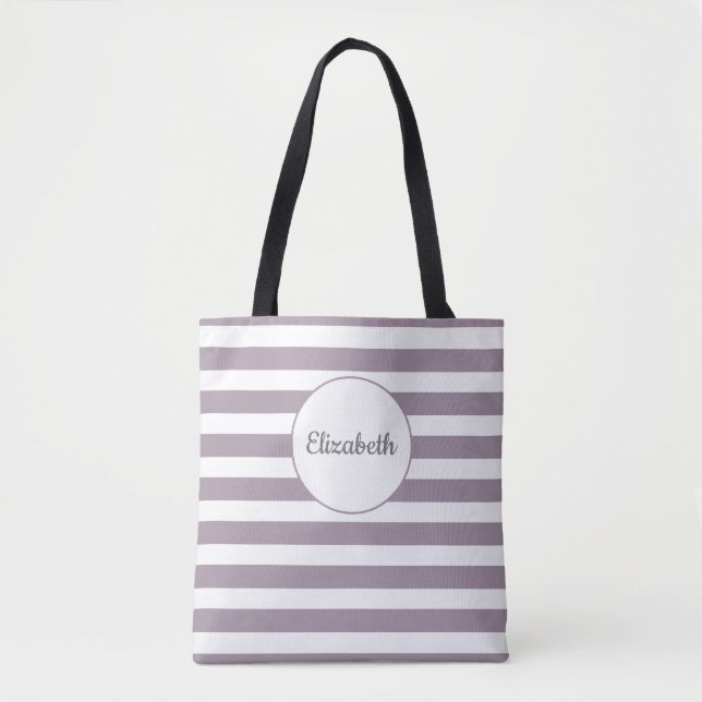 Striped Name Tote Bag (Front)