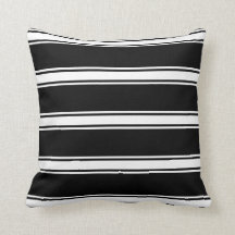Striped Nautical Black Throw Pillow
