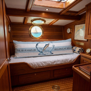Striped Navy Blue Marlin Nautical Sailing Body Cushion