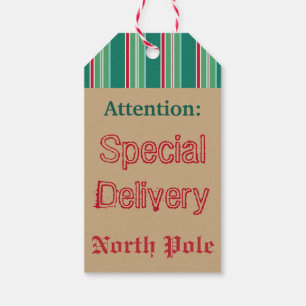 Striped North Pole Christmas Gift Tags