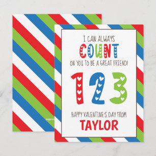 Striped Number Count Valentine's Cards