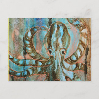 Striped Octopus Sea Creature Art Postcard