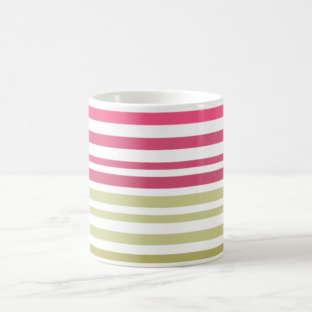 striped olive pink  coffee mug (Center)