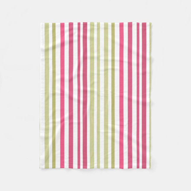 striped olive pink  fleece blanket (Front)