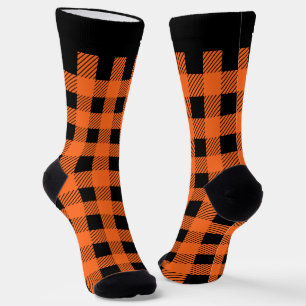 Striped Orange and Black Halloween Socks