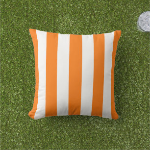 Striped Orange and White Nautical Summer Cushion