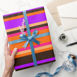 Striped Orange, Magenta, & Purple Modern Gift Wrap