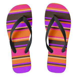 Striped Orange, Magenta & Purple Unisex Flip Flops