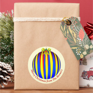 Striped Ornament Christmas Classic Round Sticker