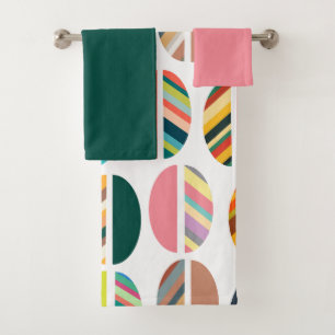 Striped Oval Halves Bath Towel Set