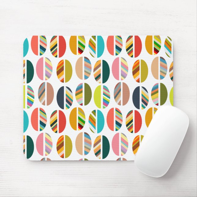 Striped Oval Halves  Mouse Mat (With Mouse)
