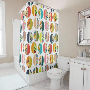 Striped Oval Halves  Shower Curtain