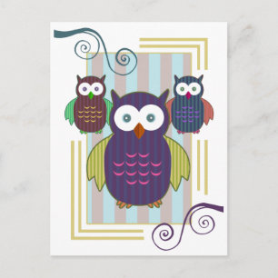 Striped Owls  Postcard
