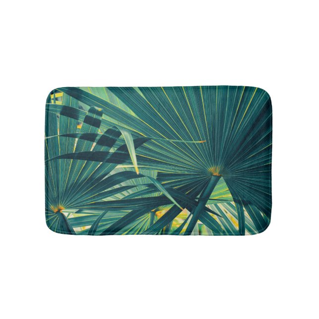 Striped Palm Leaf Toned Texture Bath Mat (Front)