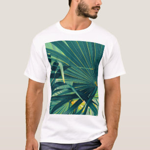 Striped Palm Leaf Toned Texture T-Shirt