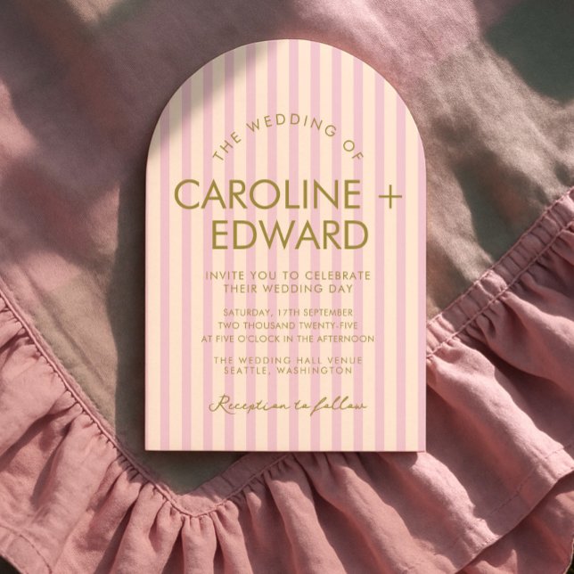 Striped Pastel Arch Wedding Invitation (Creator Uploaded)
