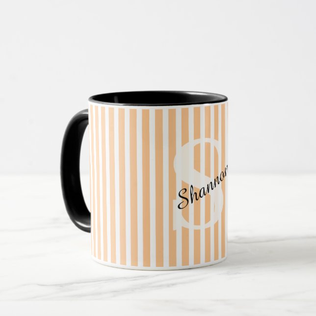 Striped Pastel Monogram Name  Mug (Front Left)