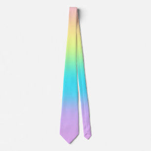 Striped Pastel Rainbow Gradient Necktie