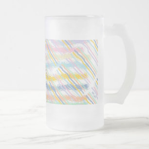 Striped Pastels  (mixed patterns) Frosted Glass Beer Mug