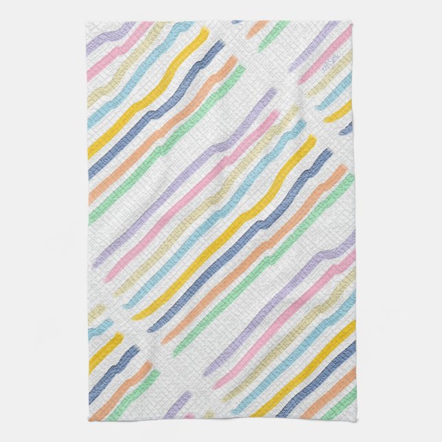 Striped Pastels Tea Towel (Vertical)