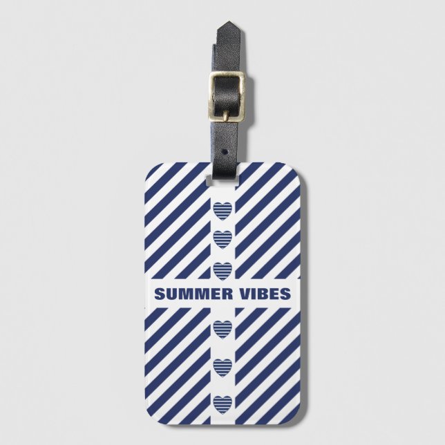 Striped Pattern And Name Luggage Tag (Front Vertical)