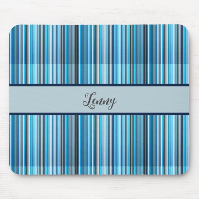 Striped pattern blue gray mouse mat (Front)