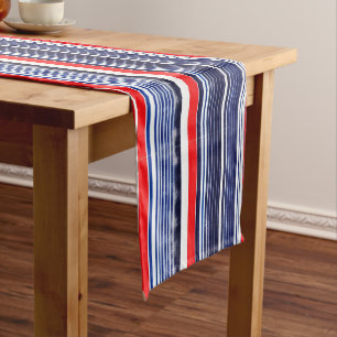 Striped pattern, blue, Red and white Coffee Mug Medium Table Runner