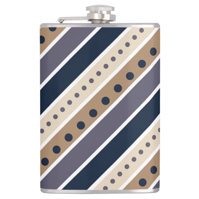 Striped pattern design Vinyl Wrapped Flask (Front)