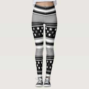 Striped pattern horizontal with stars leggings