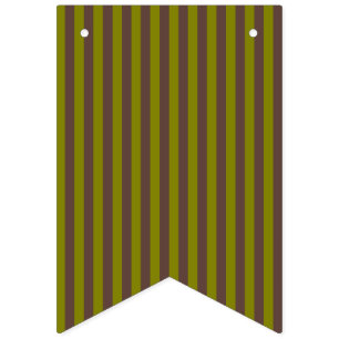 Striped pattern in chocolate brown and olive green bunting 