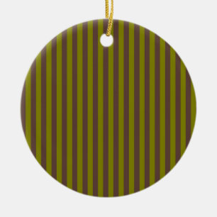 Striped pattern in chocolate brown and olive green ceramic tree decoration