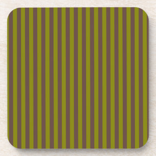 Striped pattern in chocolate brown and olive green coaster