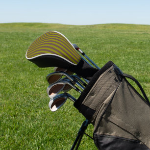 Striped pattern in chocolate brown and olive green golf head cover