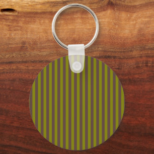 Striped pattern in chocolate brown and olive green key ring