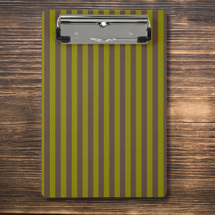 Striped pattern in chocolate brown and olive green mini clipboard