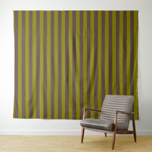 Striped pattern in chocolate brown and olive green tapestry