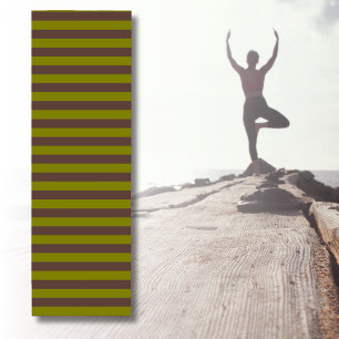 Striped pattern in chocolate brown and olive green yoga mat