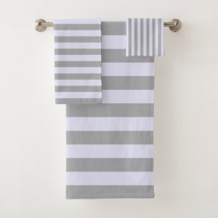 Striped pattern in grey and lavender bath towel set