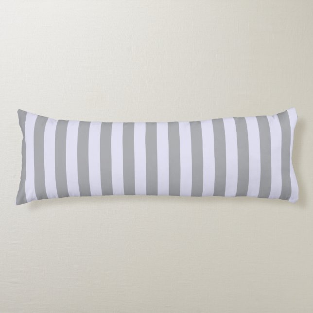Striped pattern in grey and lavender body cushion (Front)