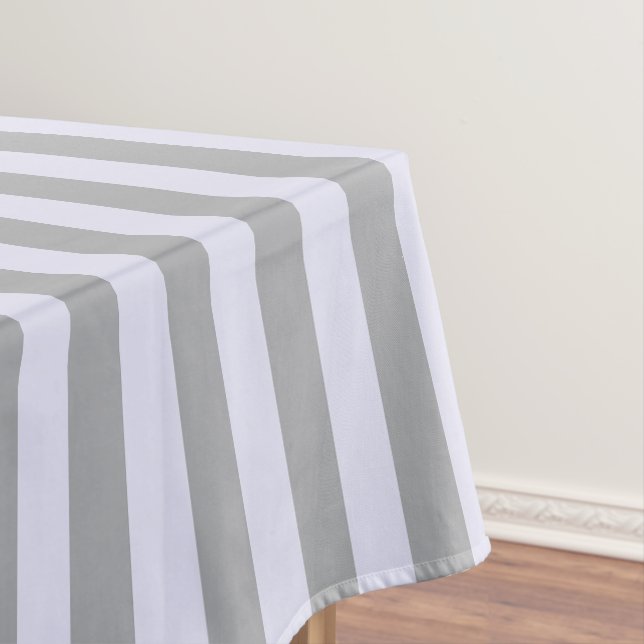 Striped pattern in grey and lavender tablecloth (In Situ)