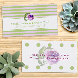 Striped Pattern Rose Business Loyalty Punch Card