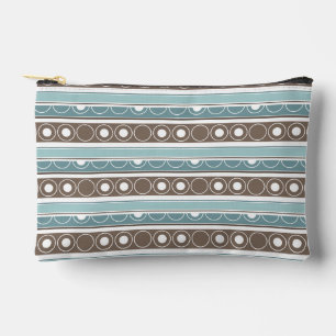Striped pattern with circles and rings retro style accessory pouch