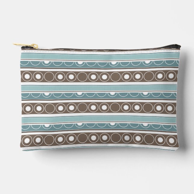 Striped pattern with circles and rings retro style accessory pouch (Front)
