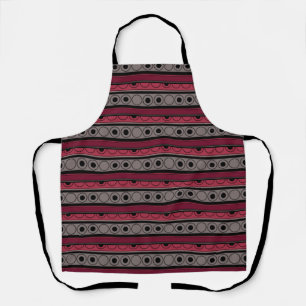 Striped pattern with circles and rings retro style apron