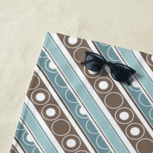Striped pattern with circles and rings retro style beach towel